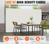 Retractable Side Awning, 79''x 118'' Outdoor Privacy Screen, 180g Polyester Water-proof Retractable Patio Screen, UV 30+ Room Divider Wind Screen for Patio, Backyard, Balcony, Beige